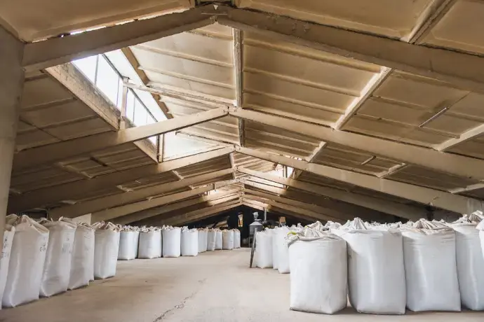 warehouse of wood pellet